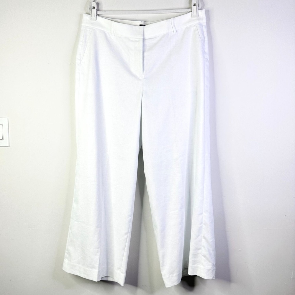 J Crew Pants Women 16 Tall White Sydney Wide Leg Stretch Linen Blend Preppy NWT